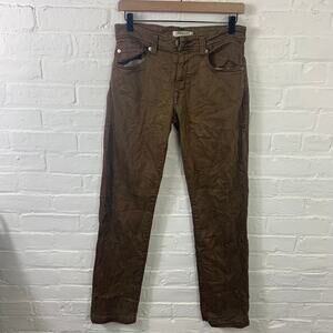 Fidelity Women's Tapered Leg Denim Pant Regular Fit Mid Rise Brown Size 28